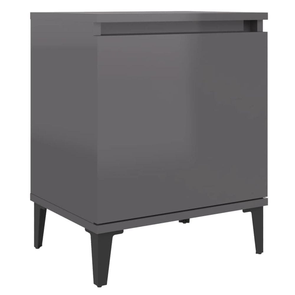 Vidaxl Nočný stolík nohy z kovu lesklý sivý 40x30x50 cm